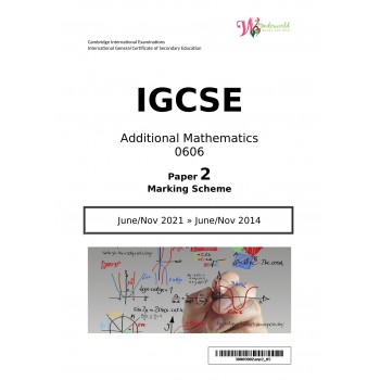 IGCSE Additional Mathematics 0606 | Paper 2 | Marking Scheme