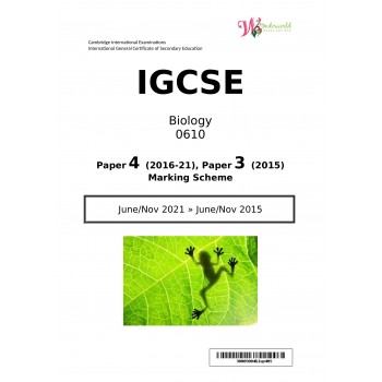 IGCSE Biology 0610 | Paper 4 | Marking Scheme