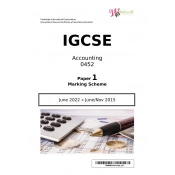 IGCSE Accounting 0452 | Paper 1 | Marking Scheme