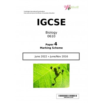 IGCSE Biology 0610 | Paper 4 | Marking Scheme