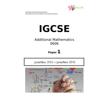 IGCSE Additional Mathematics 0606 | Paper 1 | Question Papers