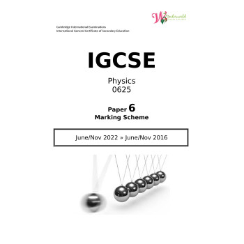 IGCSE Physics 0625 | Paper 6 | Marking Scheme