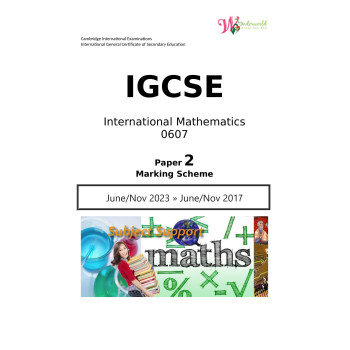 IGCSE International Mathematics 0607 | Paper 2 | Marking Scheme