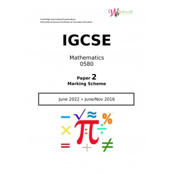IGCSE Mathematics 0580 | Paper 2 | Marking Scheme