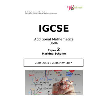 IGCSE Additional Mathematics 0606 | Paper 2 | Marking Scheme