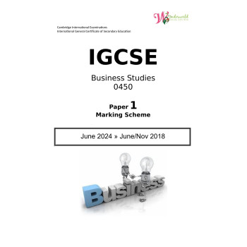 IGCSE Business Studies 0450 | Paper 1 | Marking Scheme