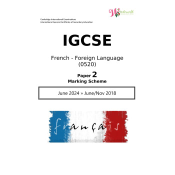 IGCSE French - Foreign Language 0520 | Paper 2 | Marking Scheme