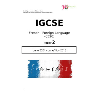 IGCSE French - Foreign Language 0520 | Paper 2 | Question Paper