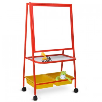 Jr. Double sided Magnetic White Board (2' x 2') | Color Option Blue OR Red